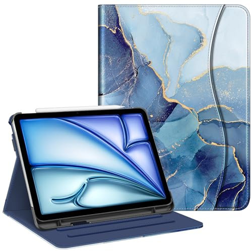 Fintie Hülle für iPad Air 5th Generation (2022) / iPad Air 4th Generation (2020) 10.9 Zoll, Multi-Angle Viewing Schutzhülle mit Stifthalter & Tasche, Auto Sleep/Wake, Ocean Marble