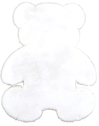 KRIPINC Bär Faux Lammfell Schaffell Teppich Kunstfell, Teppich Weich Flauschig Shaggy rutschfeste für Wohnzimmer Schlafzimmer Kinderzimmer (75x105cm, Weiß)
