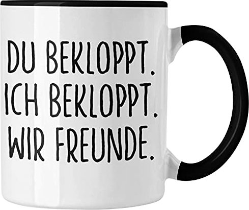 Trendation - Beste Freunde Tasse Geschenk Beste Freundin Freund Kaffeetasse Geschenkidee BFF Allerbeste Freundin Spruch Geburtstag Freundinnen (Schwarz)