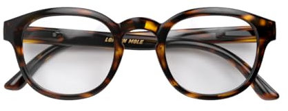 LONDON MOLE Brillen | Monalux Lesebrille | Quadratische Gläser | Coole Leser | Designer-Brille | Herren/Damen-Lesebrille | Unisex | Federscharniere | Schildpatt | Vergrößerung +2,0