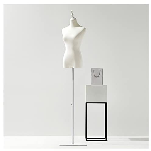 GXFWJD Mannequin de Couture Buste de Femme Mannequin de vitrine Porte-vêtements Réglable en Hauteur Base rectangulaire pour l'affichage de Bijoux de vêtements (Color : White, Size : M/Medium)