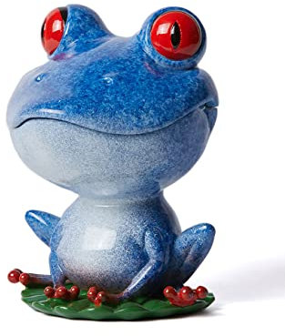 NENBOLEC Frosch Skulptur Figuren Modern Geschenk Dekor Vorratsdosen Keksdose Polyreisn Blau 20cm
