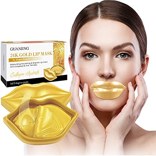 GUANJING 24K Gold Lip Mask, Moisturizing & Brightening, Anti-Chapped & Anti-Wrinkles, UV Protection - 20 Pots