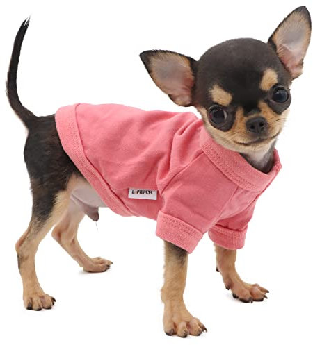 LOPHIPETS 100% Cotton Dog Tee Shirt for Small Dogs Teacup Chihuahua Yorkie Puppy Clothes-Pink/XXS
