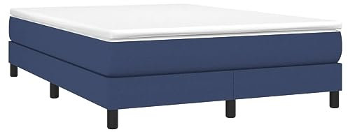 vidaXL Bettgestell, Polsterbett Bett für Schlafzimmer, Bettrahmen mit Lattenrost, Schlafzimmerbett Doppelbett, Blau 140x200cm Stoff