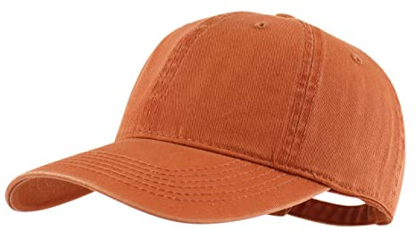 LANGZHEN Unisex Baseball Cap 100% Baumwolle Passt Männer Frauen Washed Denim Verstellbarer Dad Hut, braun, groß