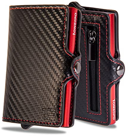 1onespo Porte-cartes de crédit, Noir carbone doré, Moderne