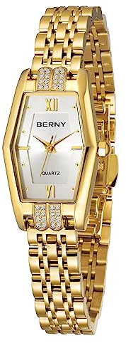 BERNY Gold Uhren für Frauen Hexagon Damen Quarz Armbanduhren Edelstahl Band Kleine Analoguhr Luxus Armband…