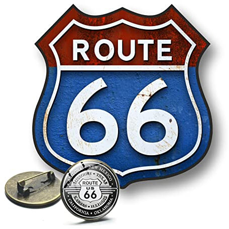 Adesivo Vinile e Pin metallico Route 66