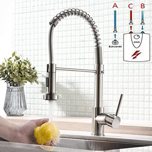 TIMACO Schwarz Niederdruck Küchenarmatur 360° Drehbar Mischbatterie Küche Kommerzielle Einhand-Spüle Wasserhahn Spiralfederarmatur Wasserhahn Küche