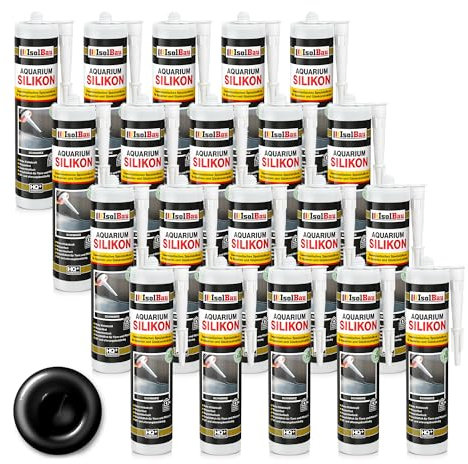 Isolbau Aquarium Silikon 20 x 300 ml - Dauerelastisches Spezial-Silikon für Aquarien & Glaskonstruktion - Für Innen- & Außenbereich – Schwarz, Kartusche