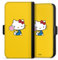 Flip Case kompatibel mit Apple iPhone 13 Handyhülle aus Kunst Leder schwarz Klapphülle Hello Kitty Cartoon Fanartikel