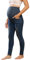 Maacie Pantalon de maternité en jean extensible - Taille haute - Pour femme enceinte, Bleu denim foncé avec ourlets roulés, L