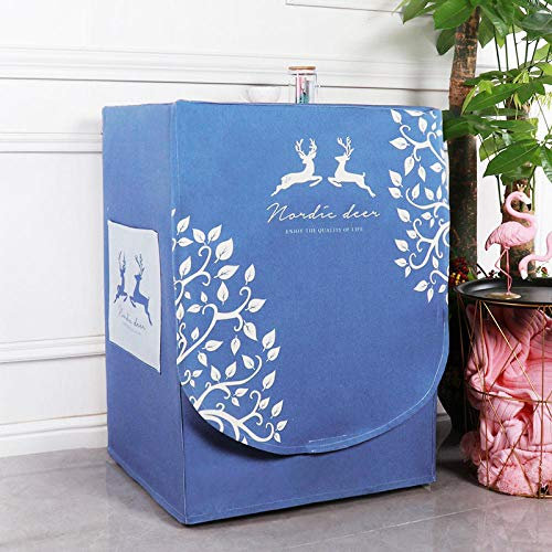 Washing Machine Cover, Sunscreen Dustproof Cover for Automatic Washer Roller Pattern-Washing machine cover-Silver good mood_Width 60 Thickness 55 Height 85cm