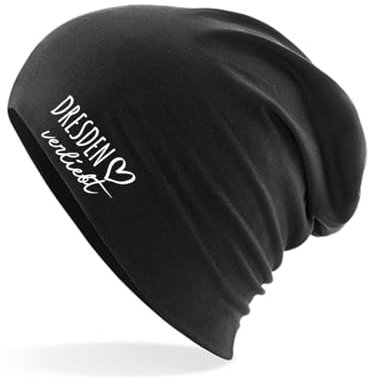 Huuraa Beanie Dresden verliebt Black One Size Baumwolle und Elasthan Mütze Geschenkidee
