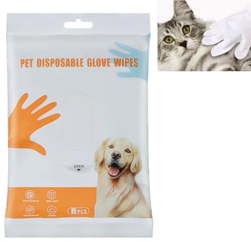 KOAHDE Pet Grooming Gloves Disposable,Pets Grooming Wipes for Dogs & Cats,Dog Wipes Cleaning Deodorizing,Disposable Pets Grooming Wipes for Dogs & Cats,Deodorizing Pet Cleaning Wipes,6PC