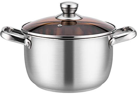 CEDLSF Olla de Acero Inoxidable 201, Olla de Sopa doméstica con Tapa, para Estufa de Gas/Cocina de inducción (18/20/22/24 cm), para Olla de 1 a 8 Personas (tamaño: 18 cm) (24 cm)