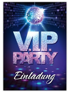 Minkocards 12 Einladungskarten zum Geburtstag Hochzeit Jubiläum Kindergeburtstag VIP Disco Jungen Mädchen Jungendliche Erwachsene Einladung