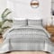 WONGS BEDDING Tagesdecke 220x240 Bettüberwurf Boho Decke Steppdecke 3 Teilig Doppelbett Gesteppt Bettdecke Mikrofaser Wohndecke mit 2 Kissenbezug 50x75 für Schlafzimmer als Sofaüberwurf (Grau)