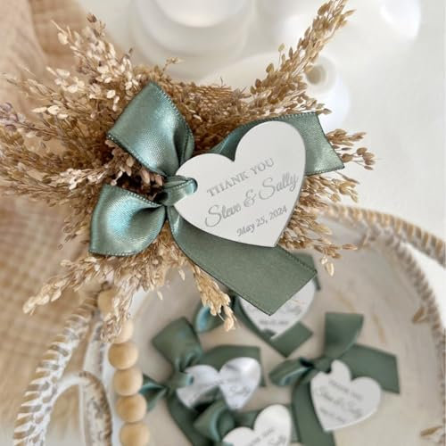 MXN Goldene verspiegelte Acryl-Namensschilder, personalisierbar, Herzform, Acryl-Namensschild, personalisierbar, Geschenkanhänger, Gastgeschenke, Hochzeitsanhänger, Valentinstag, Weihnachten, Taufe,