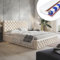 MOTIVENA Dalia Chesterfield Polsterbett 140x200 mit Bettkasten, Chesterfield Bett 140x200 mit Matratze und Lattenrost, Bett Kopfteil Samt, Matratze H3/H4, Bett Samt, Polsterbett 140x200 Beige Creme