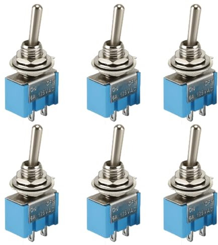Powice 6 Stück Kippschalter 12V,Miniboot 2-Poliger Schalter 12V,3A/12V/125V Schalter Geeignet für den Einbau in Häusern, Autos und Elektrischen Geräten