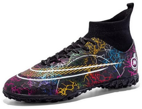 DHOVOR Mens Football Boots Boys Astro Turf Football Boots High Top Profession Athletics Training Indoor Soccer Shoes