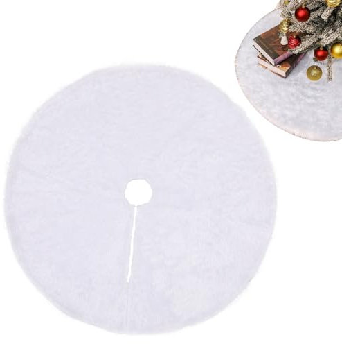 Jupe de Sapin de Noël en Peluche Blanche - Cache Pied Couvre-Pied pour Décoration de Noël - 78cm