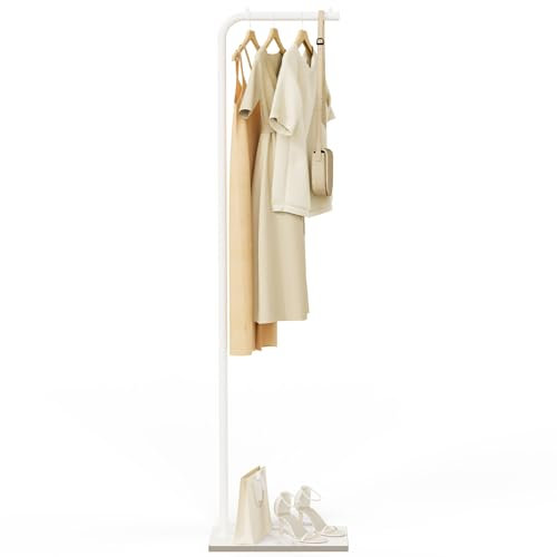 YheenLf Porte Manteau Blanc en Métal, 39×26×180cm Portant a Vetement à Base Rocheuse, Vestiaire d'Entrée, Meubles pour Chambre, Salon, Salle de Bains