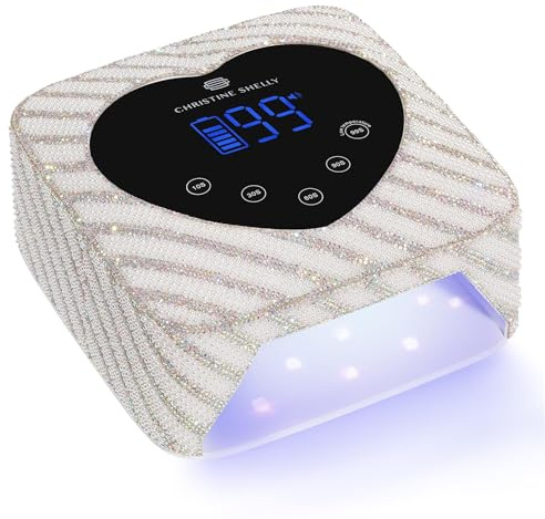 CHRISTINE SHELLY 72W UV LED Nagellampe Wiederaufladbare Nagellampe mit 5 Timer-Einstellungen, Professionelle Schnell Trocknende Lampe mit automatischer Sensoranzeige für Salon und Zuhause, Diamant