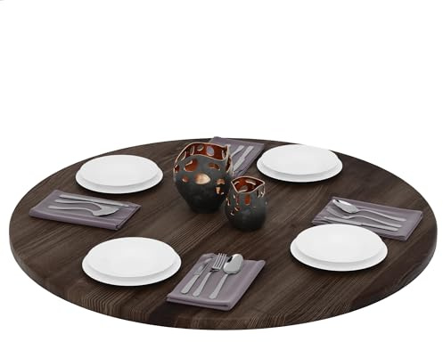 LAMO Manufaktur Tischplatte rund 100 cm aus Naturholz | Holzplatte für Esstisch, Küchentisch, Bistrotisch | Stärke: 28 mm | Farbe: Ebenholz