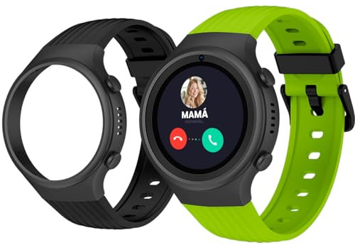 SPC Smartee 4G Junior - Montre connectée pour Enfants avec GPS, appels vidéo et Bouton SOS | Écran 1,2 po, Double Bracelet Vert et Noir et Mode Tracker| Mode École | Gestion Depuis l'app Smart Clan