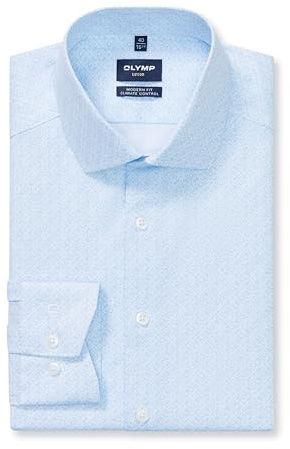 OLYMP Herren Oberhemd Langarm Luxor 24/Seven,Rotationsdruck auf y/d Dobby,465 Modern Fit 20,19 Global Kent,Weiss 00,41