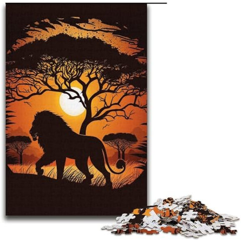 Puzzle 1000 Teile für Erwachsene König der Löwen Puzzle für Erwachsene aus Pappe, Familienspaß, Größe 38 x 26 cm