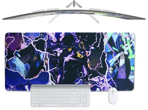 GNHG Tapis Souris XXL 900x400x3 mm,Solo Leveling Tapis Antidérapant avec Caoutchouc,Mouse Pad Imperméable,Tapis Souris Gaming,Améliore la Précision et la Vitesse - Style A