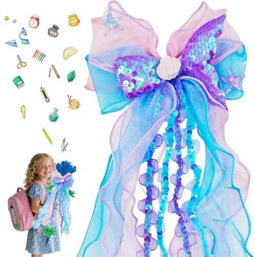 Schultütenschleife Meerjungfrau,Schleife Schultüte,Meerjungfrau Schultütenschleife,Zuckertütenschleife Deko,Schleife Zuckertüte für Mädchen Junge,Schulanfang Einschulung Deko,Geschenk Schleifen