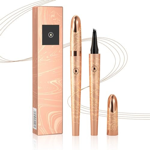 Eyebrow Pencil, 2025 New 3D Waterproof Microblading Eyebrow Pen 4 Fork Tip Tattoo Pen, Professional Eye Brow Pencil for Fast Real Fuller Eyebrows, Long Lasting, Sweatproof (Dark Brown)