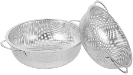 LABRIMP 2Piezas Cestas de Escurrido de Pasta de Inoxidable con Mango Drenaje de Espagueti de Verduras y Arroz Diámetros