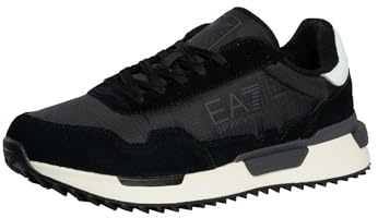 EA7 Herren Vintage Running Nylon-Sneaker, Black/White, 46 EU