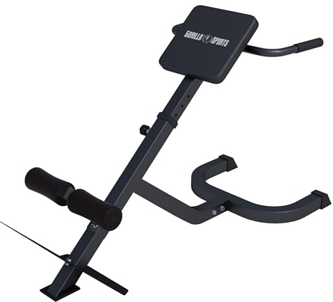 GORILLA SPORTS® Rückentrainer - 5-fach Verstellbar, bis 120 kg, mit Beinfixierung, Schwarz/Weiß - Rückenstrecker Gerät, Hyperextension Bank, Bauchmuskeltrainer, Bauchtrainer für Zuhause (Schwarz)