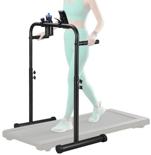 Leinuosen Walking Pad Handle Bar Double Holder Support Bar | Adjustable 38.58-47.24 Inch Height, Phone Cup Holder, Handlebar Only Accessory, Easy Assembly, Stability for Home Fitness