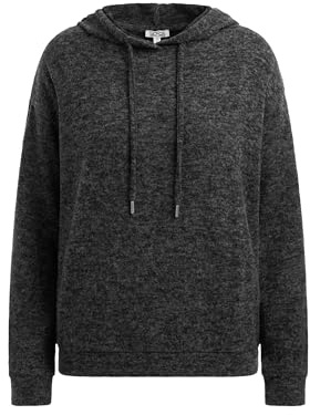 SOCCX Damen Hoodie aus Flauschstrick Black Melange, XL