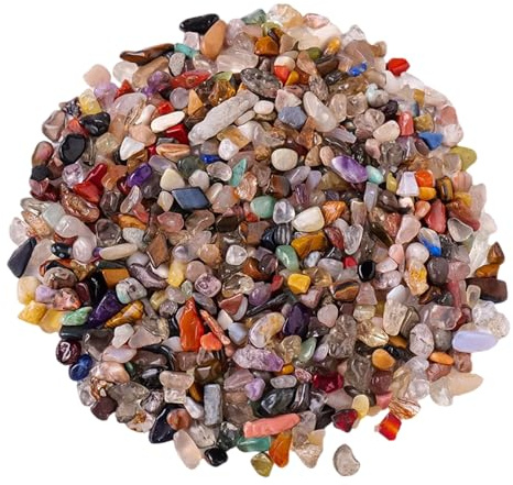 0.66lb/300g Natural Mixed Crystal Chips, 5-7mm Crystal Chips Stone | Mixed Healing Crystals Chip Healing Crystal Chips Tumbled Stone Shaped Stones for Vase Fish Tank Plant Pot Decor(Rainbow)