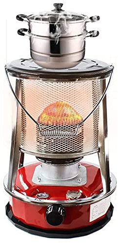 Energy Efficient Heaters,Kerosene Heaters for Indoor Use, 4.6L/6L Non Electric Kerosene Stove Heater with Stove Bag + 6 Wick, Portable Stainless Steel Oil Heater Burner,Red