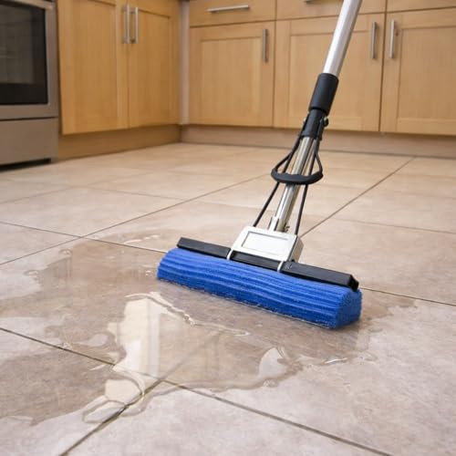 The Home Valet Company PVA Sponge Floor Mop - Super Absorbent, Easy Use Mops for Cleaning Floors Tiled, Wooden , Laminate with Self-Wringing Technology Our Squeezy Mop with Telescopic Handle