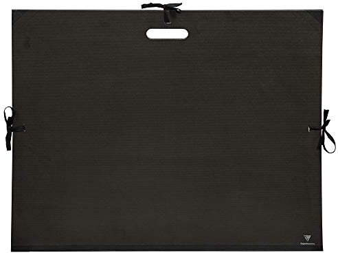 Clairefontaine 38929C Zeichenmappe Kraft mit bändern und gestanztem Griff 30 mm, innen: 50 x 70 cm, außen: 59 x 72 cm, schwarz