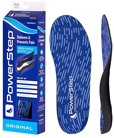 PowerStep Original Insoles - Arch Pain Relief Orthotics for Tight Shoes - Foot Support for Plantar Fasciitis, Mild Pronation and Foot & Arch Pain - Shoe Inserts for All (M 6-6.5, F 8-8.5)