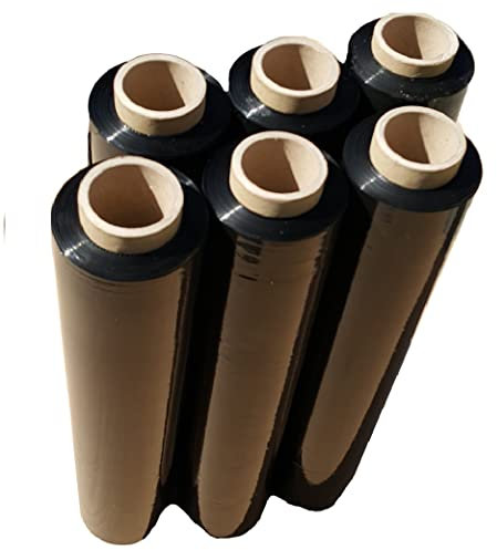 Stretchfolie Schwarz 6 Rolle 23 my Verpackungsfolie 2,4kg Roller Wickelfolie für Paletten Verpackungsfolie für Möbel Palettenfolie Stretchfolienabroller