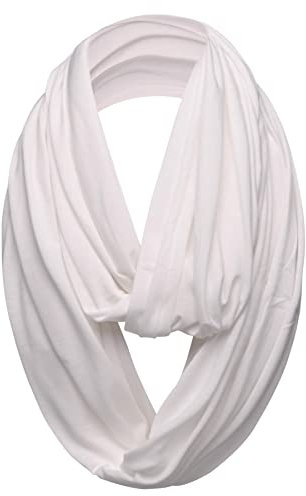 Unisex Jersey Circle Loop Infinity Plain Snood Schal Für Männer & Frauen, Tube Neck Warmer Soft 200g PREMIUM QUALITÄT 50% BAUMWOLLE Schals - 100% QUALITÄT GURANTEE (Weiß)