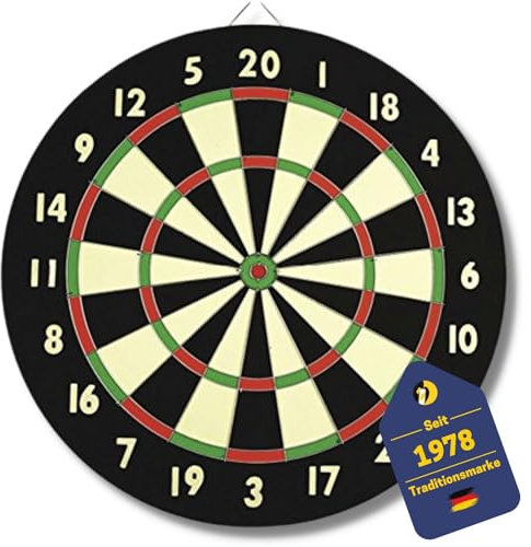 BEST SPORTING Steel-Dartscheibe papiergewickelt & zweiseitig I inkl. 6 Steeldart-Pfeile aus Messing I Dartscheibe Steeldart mit 46 cm Durchmesser I integrierte Aufhängung I Dart-Set
